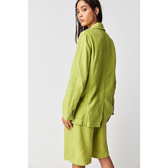 NWT FREE PEOPLE Good Lookin' Short Suit Set $248 SIZE 6 Green Blazer Shorts Set - Picture 3 of 4